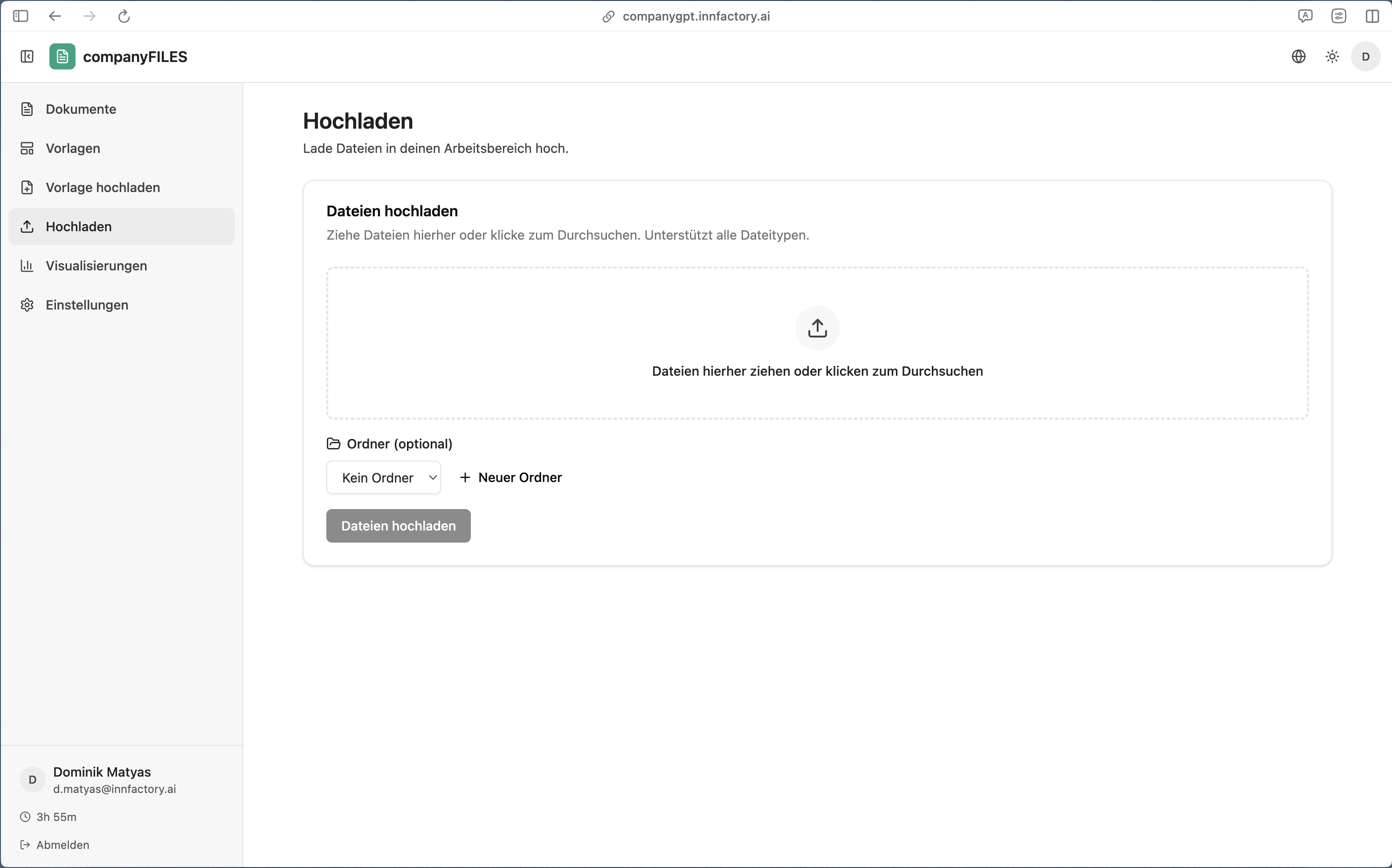 companyFILES – Dateien hochladen per Drag & Drop