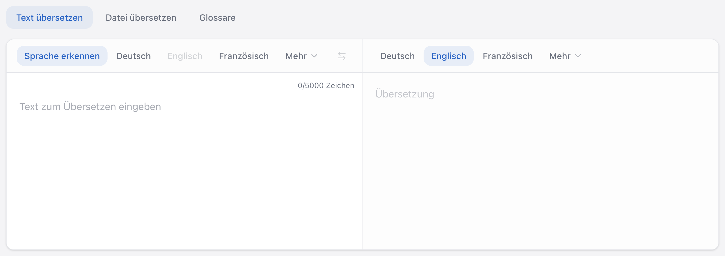 companyTRANSLATE Oberfläche – Text- und Dateiübersetzung